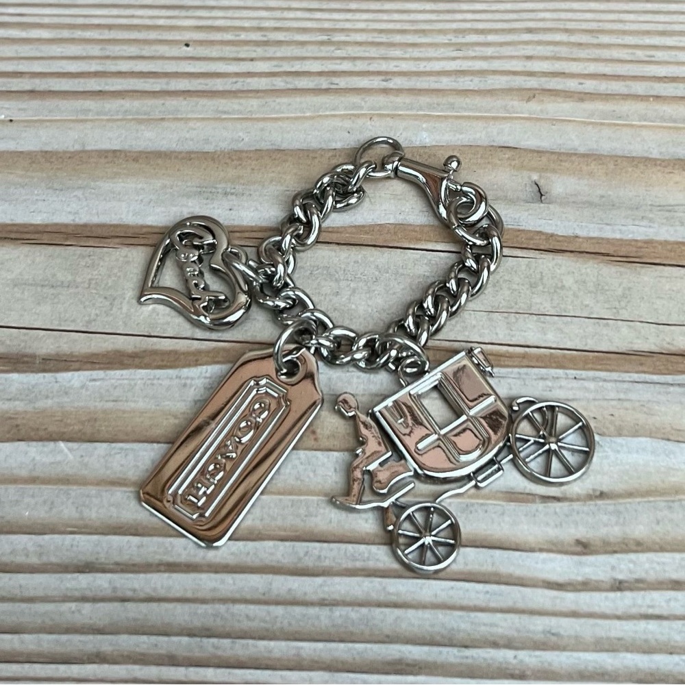 New, Nickel Vintage Coach carriage keyfob charm